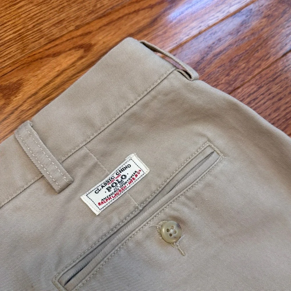 Vintage Polo Ralph Lauren Hammond Pant Fits Mens 35x29 Chino Pleated Khaki Twill